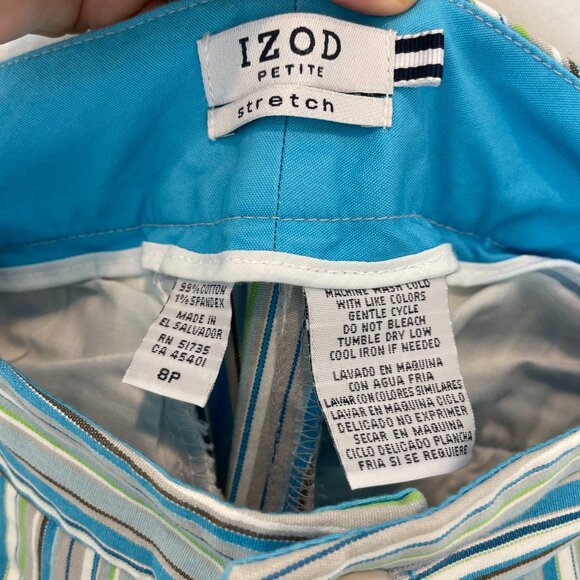 NWT IZOD striped capris 23" size 8P - multicolor pinstripe - golf stretch - Picture 5 of 10